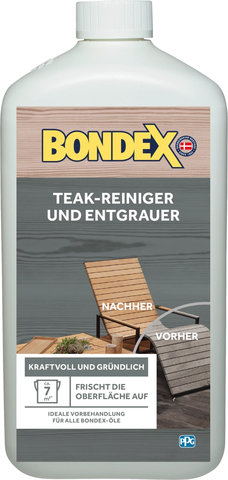 Reiniger und Entgrauer für Teakhölzer